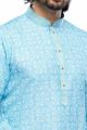 Digital Printed Blue Cotton Kurta Pajama (NMK-7475)