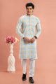 Digital Printed Blue Cotton Kurta Pajama (NMK-7545)