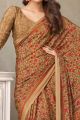 Digital Printed Crepe Silk Beige Saree (NWSA-6066)