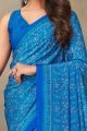 Digital Printed Crepe Silk Blue Saree (NWSA-6067)