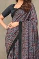 Digital Printed Crepe Silk Grey Saree (NWSA-6061)