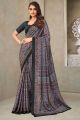 Digital Printed Crepe Silk Grey Saree (NWSA-6061)