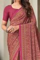 Digital Printed Crepe Silk Pink Saree (NWSA-6057)