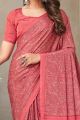 Digital Printed Crepe Silk Pink Saree (NWSA-6064)