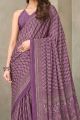 Digital Printed Crepe Silk Purple Saree (NWSA-6060)