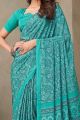 Digital Printed Crepe Silk Sea Green Saree (NWSA-6063)