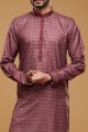 Digital Printed Maroon Art Silk Kurta Pajama (NMK-7044)