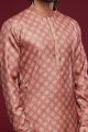 Digital Printed Peach Art Silk Kurta Pajama (NMK-7055)