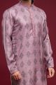 Digital Printed Purple Art Silk Kurta Pajama (NMK-7059)