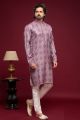 Digital Printed Purple Art Silk Kurta Pajama (NMK-7059)