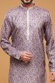 Digital Printed Purple Art Silk Kurta Pajama (NMK-7061)