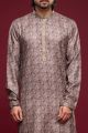 Digital Printed Purple Grey Art Silk Kurta Pajama (NMK-7050)