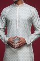 Digital Printed Sky Blue Art Silk Kurta Pajama (NMK-7041)