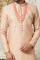 Embroidered Art Silk Beige Indo Western (NMK-6493)