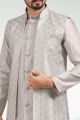 Embroidered Art Silk Grey Mens Indo Western (NMK-6464)