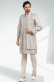 Embroidered Art Silk Grey Mens Indo Western (NMK-6464)