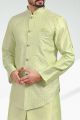 Embroidered Art Silk Pista Green Mens Indo Western (NMK-6466)