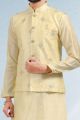 Embroidered Art Silk Yellow Nehru Jacket for Men (NMK-6475)