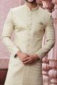 Embroidered Beige Art Silk Sherwani (NMK-7117)