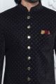 Embroidered Black Velvet Silk Sherwani (NMK-7883)