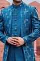 Embroidered Blue Art Silk Indo Western (NMK-7104)