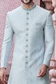 Embroidered Blue Art Silk Sherwani (NMK-7114)