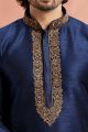 Embroidered Blue Banarasi Silk Kurta Pajama (NMK-7941)