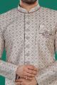 Embroidered Cream Art Silk Indo Western (NMK-8075)