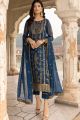 Embroidered Faux Georgette Blue Salwar Suit (NWS-6904)