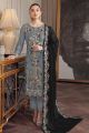 Embroidered Faux Georgette Grey Salwar Suit (NWS-6898)