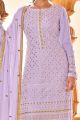 Embroidered Faux Georgette Lavender Salwar Suit (NWS-6779)