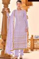 Embroidered Faux Georgette Lavender Salwar Suit (NWS-6779)