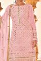 Embroidered Faux Georgette Pink Salwar Suit (NWS-6778)