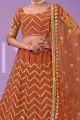 Embroidered Georgette Orange Lehenga (NWG-1295)