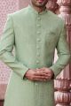 Embroidered Green Art Silk Sherwani (NMK-7116)