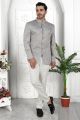 Embroidered Grey Art Silk Indo Western (NMK-7210)