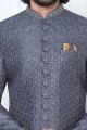 Embroidered Grey Art Silk Indo Western (NMK-7701)