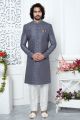 Embroidered Grey Art Silk Indo Western (NMK-7701)