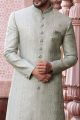 Embroidered Grey Art Silk Sherwani (NMK-7115)