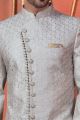 Embroidered Grey Art Silk Sherwani (NMK-7734)