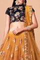 Embroidered Net Mustard Lehenga (NWG-1275)