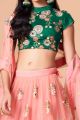 Embroidered Net Peach Lehenga (NWG-1272)