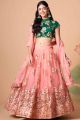 Embroidered Net Peach Lehenga (NWG-1272)