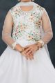 Embroidered Off White Net Girls Salwar Kameez (NFG-266)