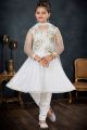 Embroidered Off White Net Girls Salwar Kameez (NFG-266)