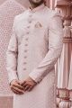 Embroidered Onion Pink Art Silk Sherwani (NMK-7119)