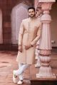 Embroidered Peach Art Silk Sherwani (NMK-7120)