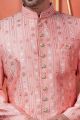 Embroidered Pink Art Silk Sherwani (NMK-7729)