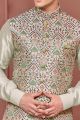 Embroidered Pista Green Art Silk Nehru Jacket (NMK-7424)