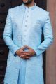 Embroidered Shaded Sky Blue Art Silk Indo Western (NMK-7105)